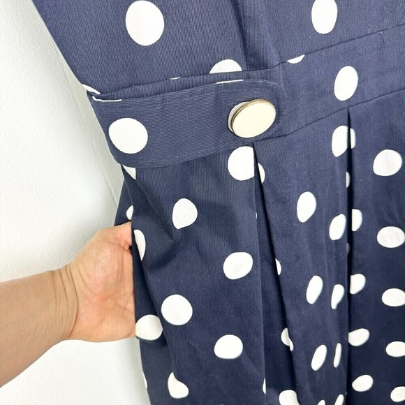 Eliza J Polka Dot Fit and Flare Dress Navy White Size 14 - Picture 3 of 6